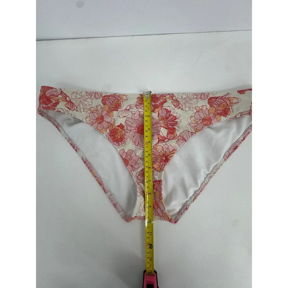 Shade & Shore Womens Floral Bikini Bottoms Pink Orange White Swim‎ Briefs Sz L
